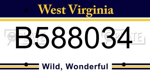 B588034 West Virginia License Plate