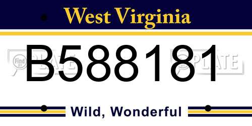 B588181 West Virginia License Plate