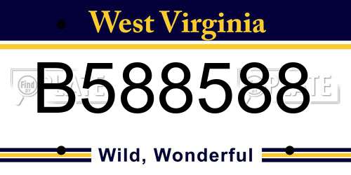 B588588 West Virginia License Plate