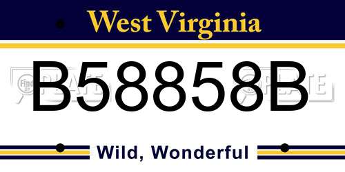 B58858B West Virginia License Plate