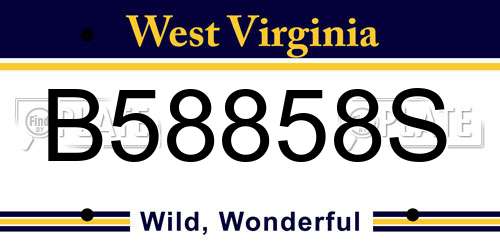 B58858S West Virginia License Plate