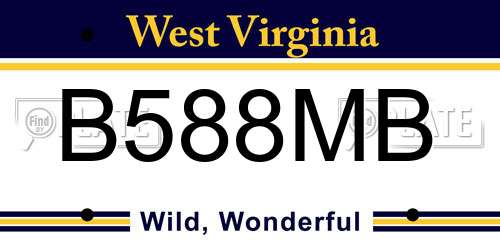 B588MB West Virginia License Plate