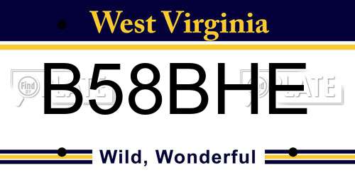 B58BHE West Virginia License Plate