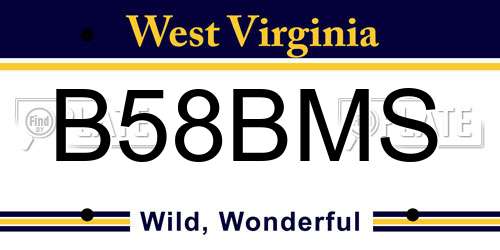 B58BMS West Virginia License Plate