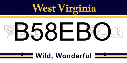 B58EBO West Virginia License Plate