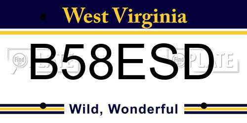 B58ESD West Virginia License Plate