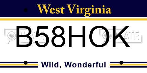 B58HOK West Virginia License Plate