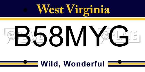 B58MYG West Virginia License Plate