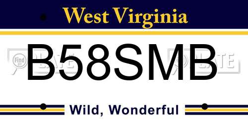B58SMB West Virginia License Plate