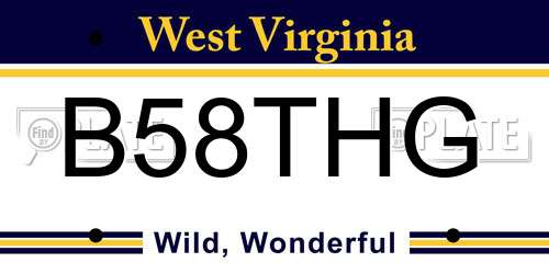 B58THG West Virginia License Plate