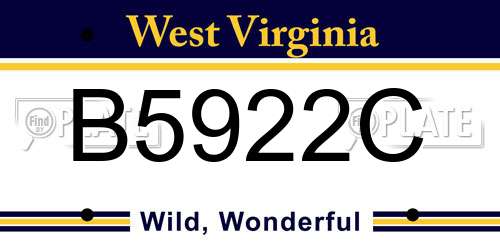 B5922C West Virginia License Plate