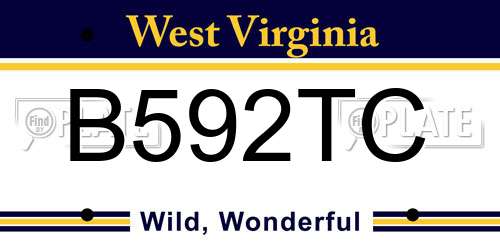 B592TC West Virginia License Plate