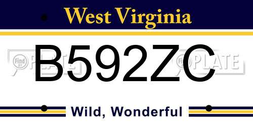 B592ZC West Virginia License Plate