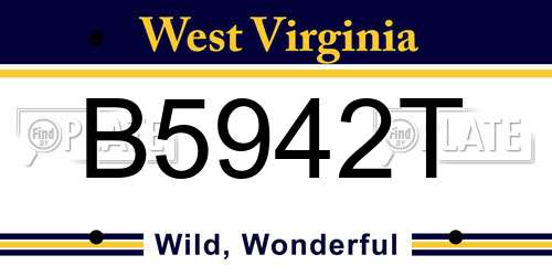 B5942T West Virginia License Plate