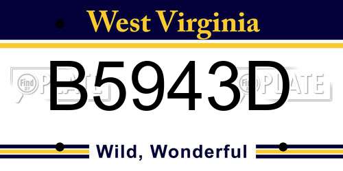 B5943D West Virginia License Plate