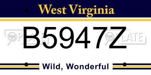 B5947Z West Virginia License Plate