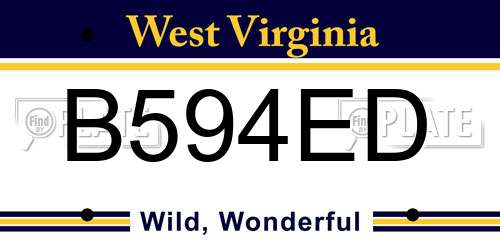 B594ED West Virginia License Plate
