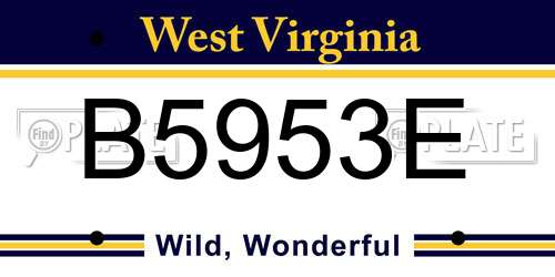 B5953E West Virginia License Plate