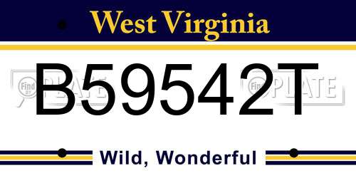 B59542T West Virginia License Plate