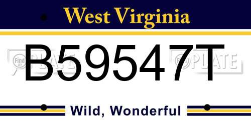 B59547T West Virginia License Plate