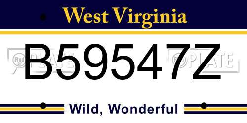 B59547Z West Virginia License Plate