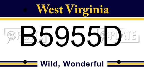 B5955D West Virginia License Plate