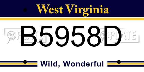 B5958D West Virginia License Plate