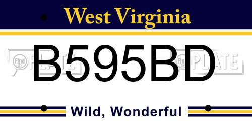 B595BD West Virginia License Plate