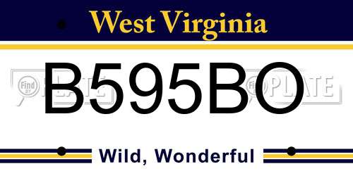 B595BO West Virginia License Plate
