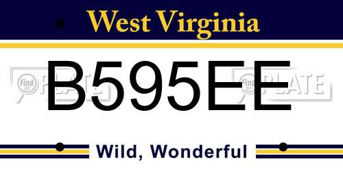 B595EE West Virginia License Plate
