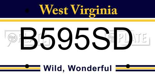 B595SD West Virginia License Plate