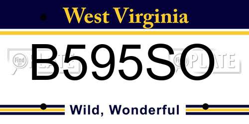 B595SO West Virginia License Plate