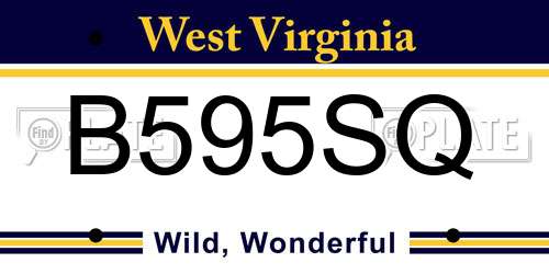 B595SQ West Virginia License Plate