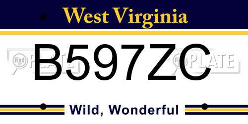 B597ZC West Virginia License Plate