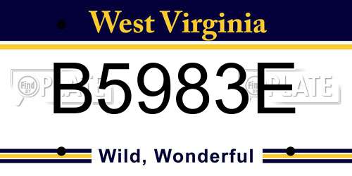 B5983E West Virginia License Plate
