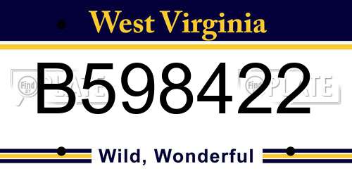 B598422 West Virginia License Plate