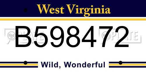 B598472 West Virginia License Plate
