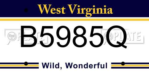 B5985Q West Virginia License Plate