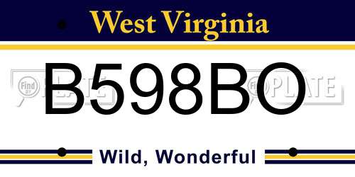 B598BO West Virginia License Plate