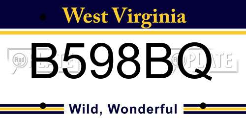 B598BQ West Virginia License Plate