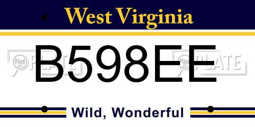 B598EE West Virginia License Plate