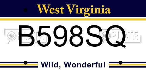 B598SQ West Virginia License Plate