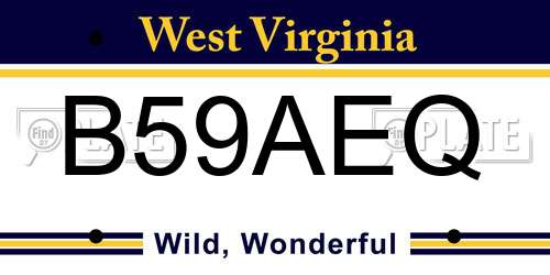 B59AEQ West Virginia License Plate