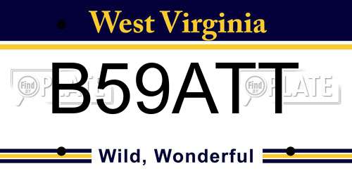 B59ATT West Virginia License Plate