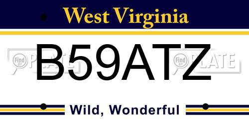 B59ATZ West Virginia License Plate