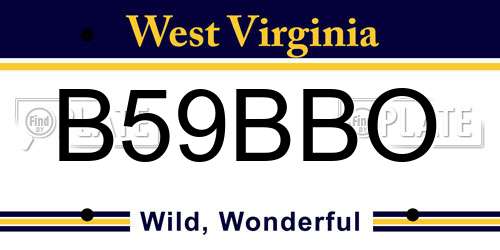 B59BBO West Virginia License Plate
