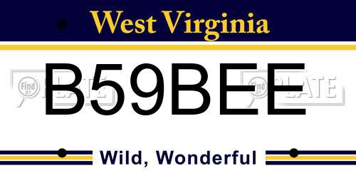 B59BEE West Virginia License Plate