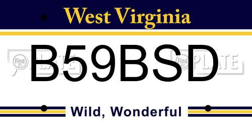 B59BSD West Virginia License Plate