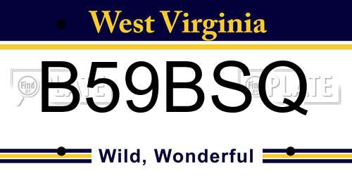 B59BSQ West Virginia License Plate