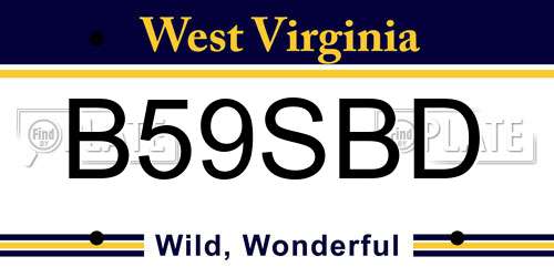 B59SBD West Virginia License Plate